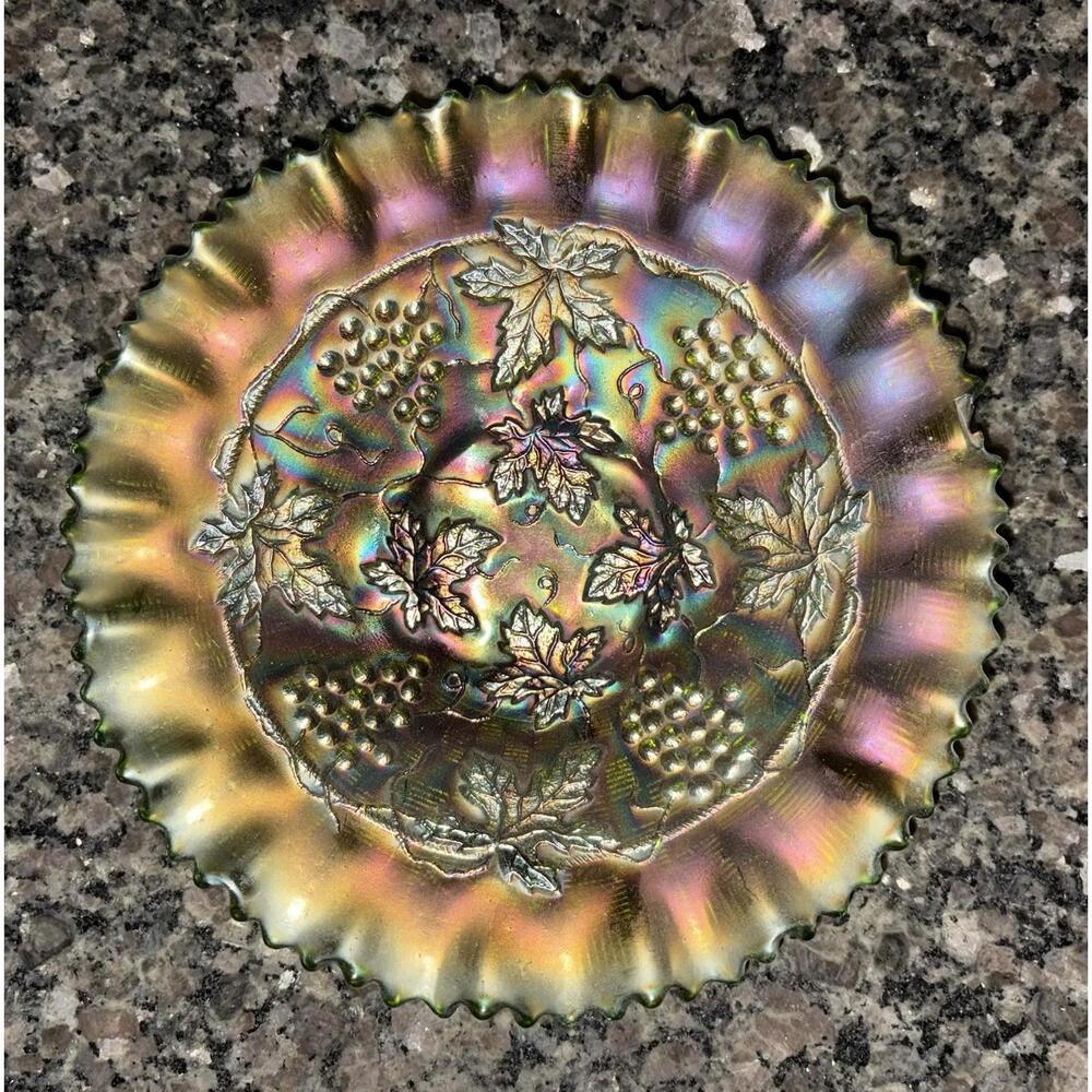 Northwood Carnival Glass Bowl - Grape and Vine